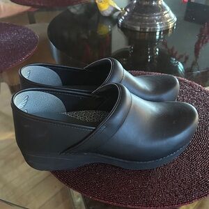 Dansko Sleek Black Leather Clogs